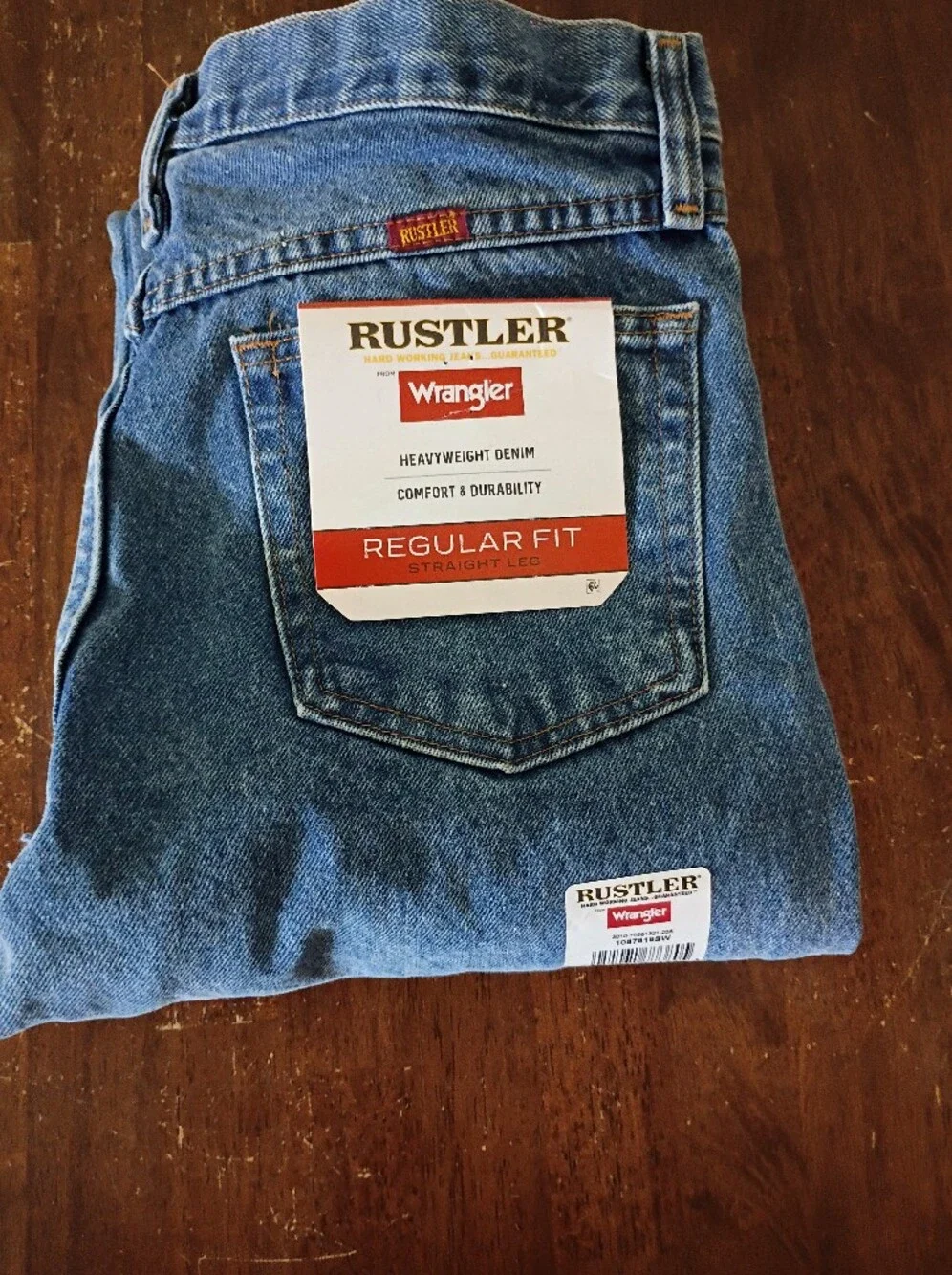 Wrangler Rustler Men's Straight Leg Jeans in Light Blue Denim